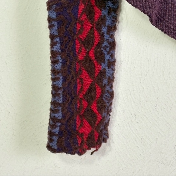 FREE PEOPLE Art School embroidered thermal waffle top v-neck S - Picture 7 of 13